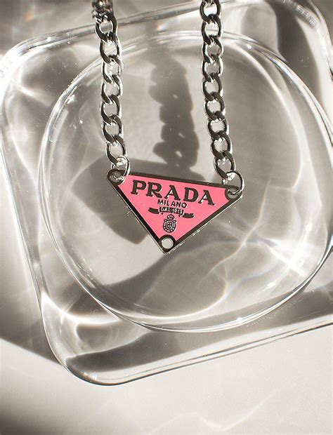 heart prada necklace|prada symbol necklace.